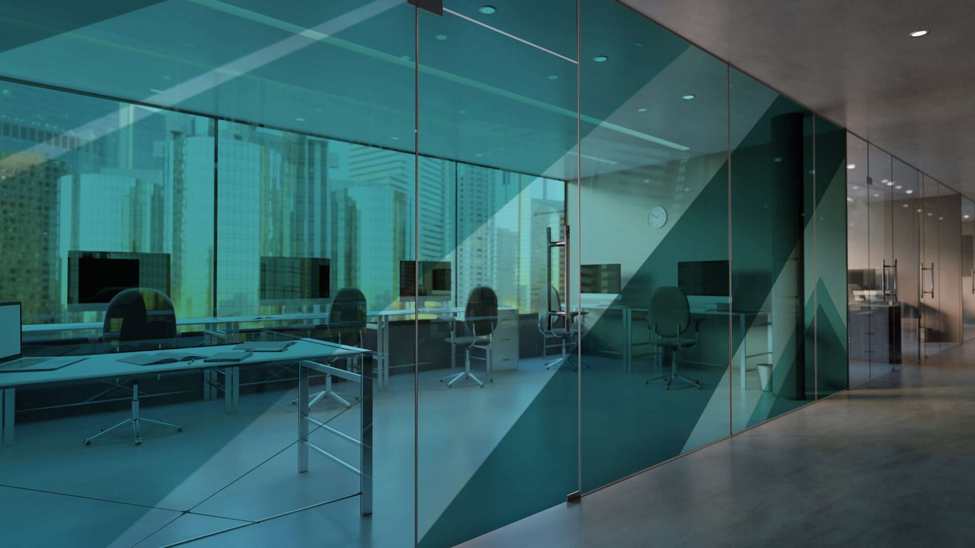 Glass office room wall mockup